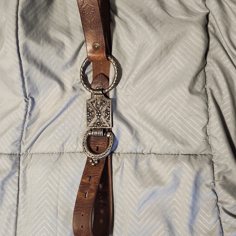 Brown Leather Belt with Silver Buckle